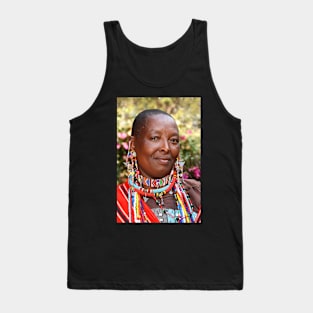 Portrait of a Maasai (or Masai) Woman, East Africa Tank Top